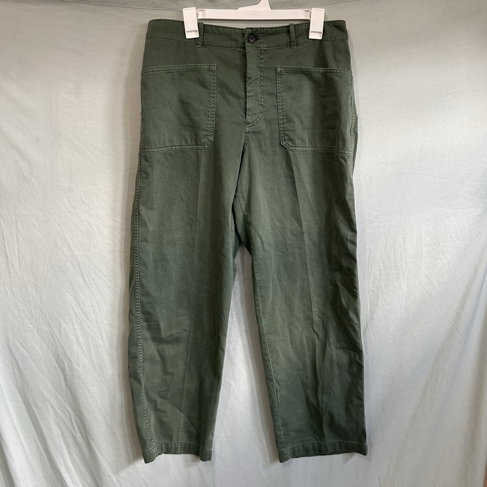 Madewell Womens Size 12 Green Taper-Leg Utility Pants Patch Pockets High Rise